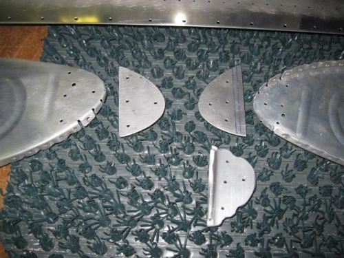 The T-405 attach angle, T-410 reinforcemtne plates, and end ribs all match drilled and ready to go.