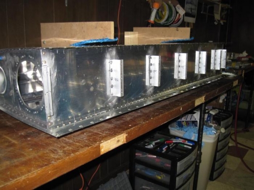 Tank baffle sealed and riveted in place.  This was actually 3 days later.