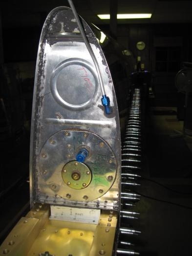 The tank in place on the spar after testing.