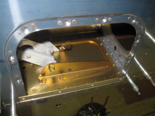 The #8 countersunk nutplates around the bellcrank/servo access panel.