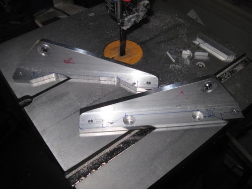 The control stick mounting brackets being lightened.  Drilled some 1/2