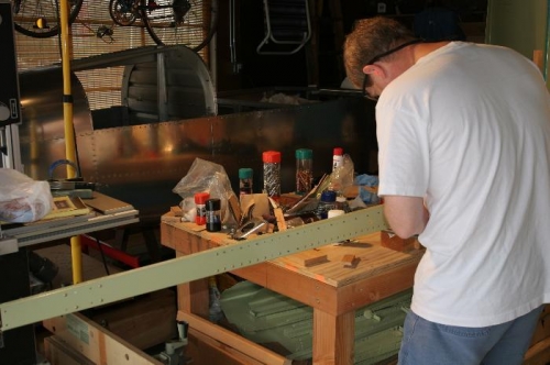 Riveting the Aft Spar Assembly Using my Pneumatic Rivet Squeezer