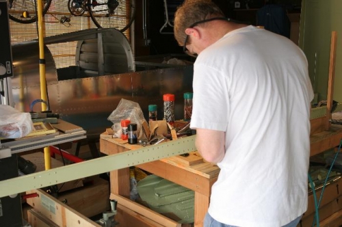 Riveting the Aft Spar Assembly Using my Pneumatic Rivet Squeezer