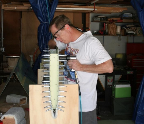 Using my 2X Pneumatic Rivet Gun and a Bucking bar to Buck Rivets