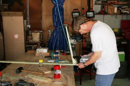 Riveting the Bottom Rib to the Rudder Spar