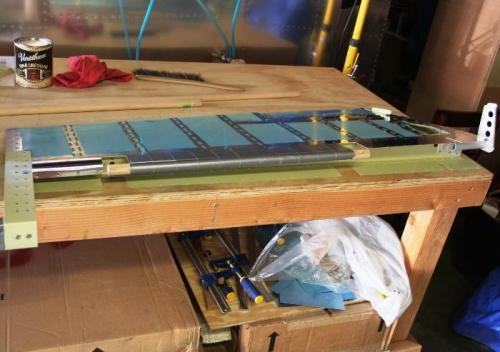 Using a Wooden Dowel and Duct Tape to Roll the Elevator Leading Edges