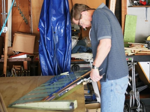 Rolling the Rudder Leading Edge Using Duct Tape and Wooden Dowel