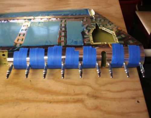 Closeup of Clecoed and Taped Leading Edge