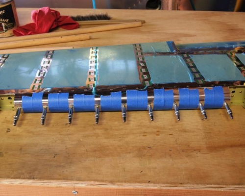 Using Blue Painters Tape to Secure the Rolled Leading Edge