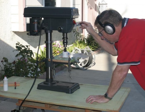 Using a 2-inch Diameter Hole Saw to Drill the 0.050 Frame Shim