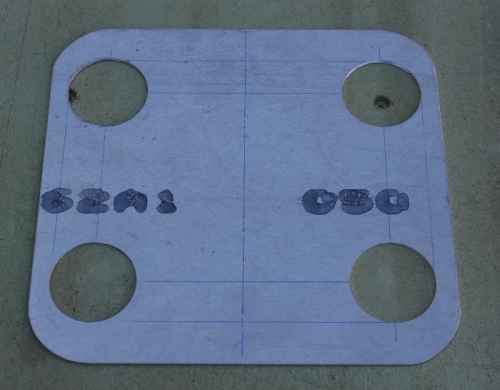 0.050 Frame Shim with Four 2-inch Diameter Holes