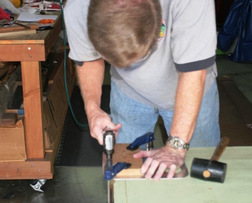 Using a Pneumatic Nibbler to Cut the Center Out of a Landing Light Frame