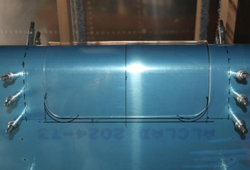 Landing Light Lens Sitting on Leading Edge with Hole Coutour Marked