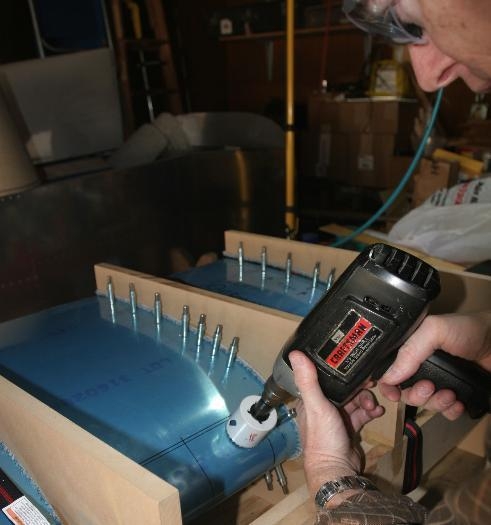 Using a 2-inch Hole Saw to Cut the Corners for the Landing Light Cutout