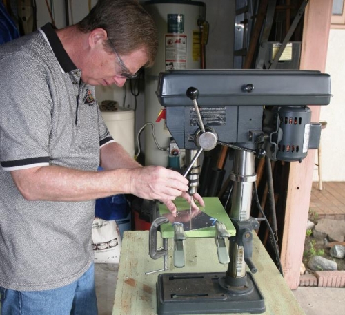 Uising the Drill Press to Drill the Rivet and Bend Relief Holes
