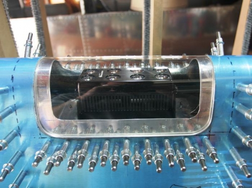 Landing Light Sitting on Mounting Plate Inside Left Wing Leading Edge with Lens in Place