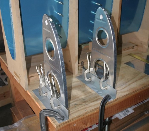 Leading Edge Ribs Set Up for drilling with Landing Light Brackets