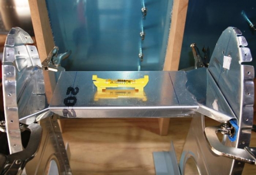 Landing Light Support Brackets Clamped in place - Checked with Bubble Level