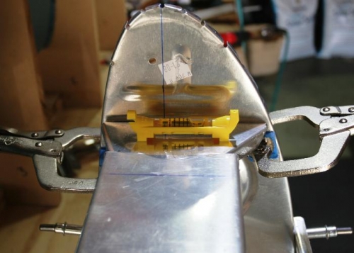 Landing Light Support Brackets Clamped in place - Checked with Bubble Level