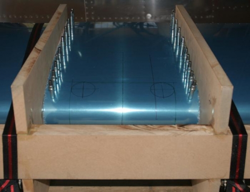 Lower Surface of Right Leading Edge Marked up for Lens Cutout