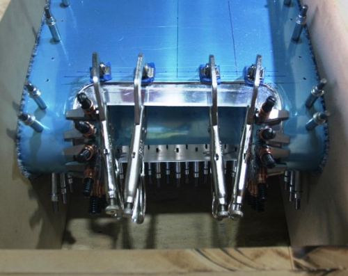 Clamping the Landing Light Frame Prior to Match Drilling