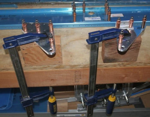 Aileron Brackets Clamped to Blocks for Match Drilling