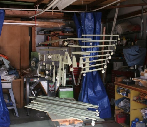 Collapsing the tarps to the corners