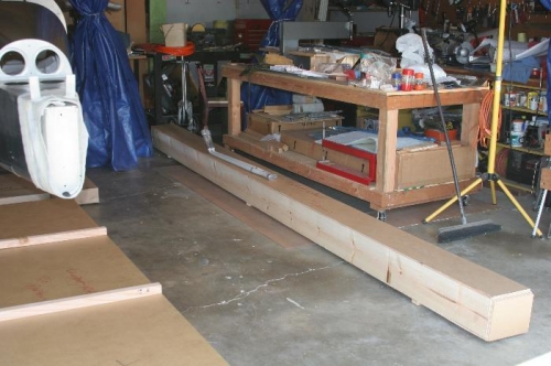 Main Wing Spar Crate beside Workbench