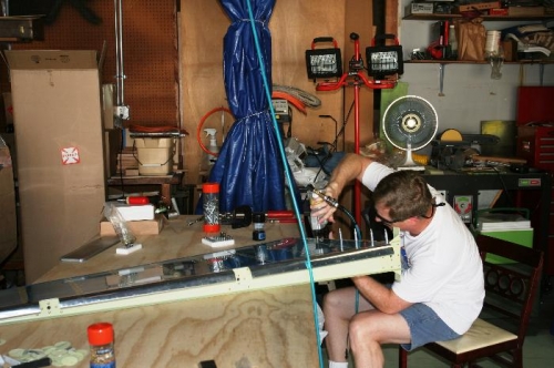 Riveting the Rudder Skin to the Rudder Spar