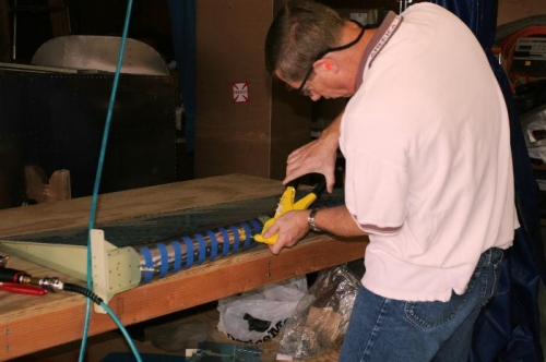 Blind Riveting the Leading Edge of the Rudder