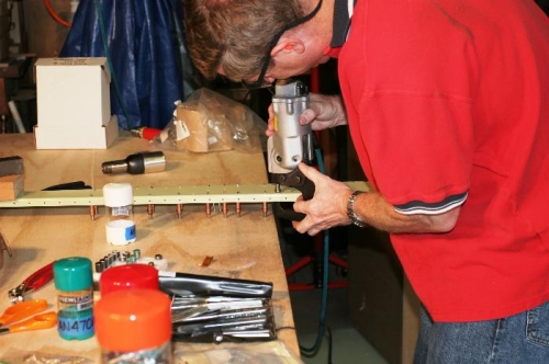 Riveting the Vert Stabilizer Rear Spar to the Doubler
