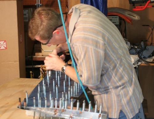 Drilling the Right Elevator Skin and Stiffeners