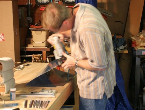 Using the Pneumatic Squeezer to Dimple the RH Elevator