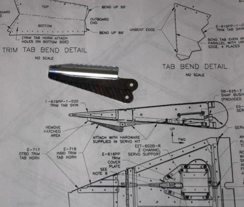 Marked Trim Tab Control Horn for Trimming