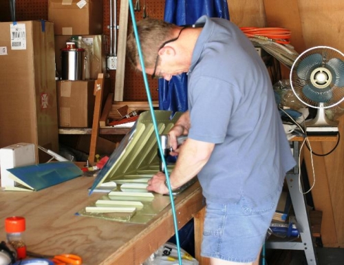 Riveting Stiffeners onto Left Elevator