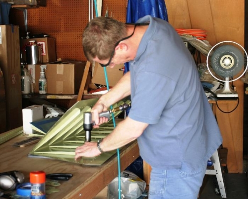 Back Riveting Stiffeners onto the Right Elevator