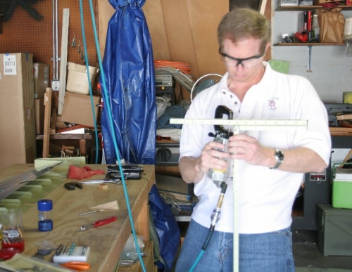 Riveting the Right Elevator Skeleton with the Pneumatic Squeezer