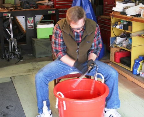 Lightly Scrubbing with a Maroon Scotchbrite Pad