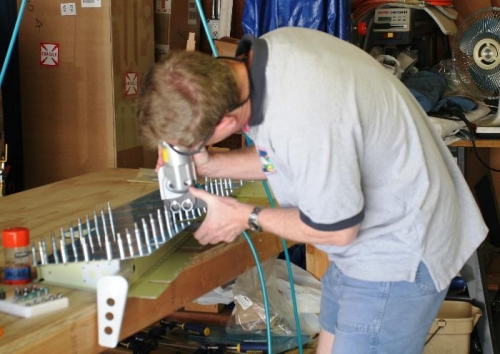 Riveting the Left Elevator Skeleton to the Left Elevator Skin