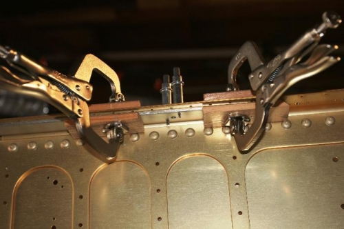 Countersink Drilling Tool Viewed from Underside of Wing Spar Flange