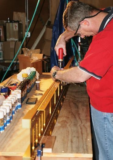 Countersinking another scew hole in the Right Wing Spar