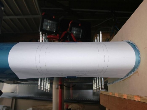 Full Scale Landing Light Layout Taped on Leading Edge