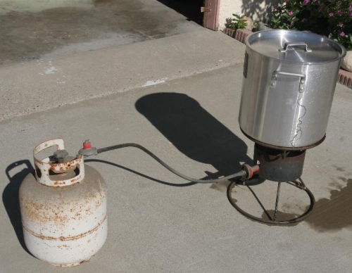 Propane Tank and Lobster Boil Pot Ready for Action