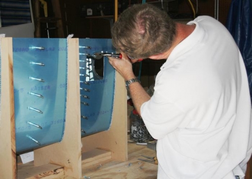 Using Wiss Offset Metal Snips to Cut Leading Edge of Access Hole