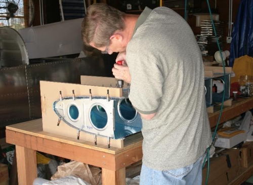 Drilling the Access Cover Doubler Rivet Holes