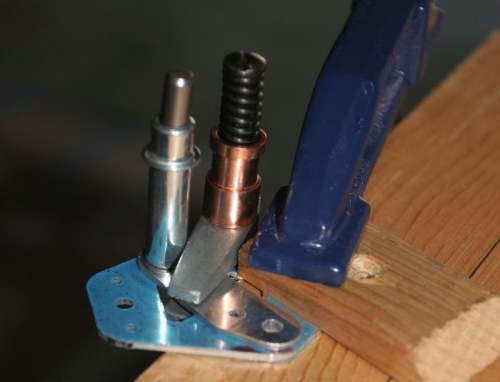 Stall Warning Sensor Switch Mounting Plate and Switch Keeper Plate Secured to Bench for Drilling