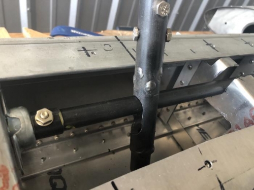 the control stick set in place on the elevator  control tube