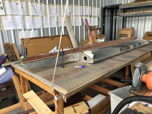 aligning the wingtip spar to the main spar using a steel T-section