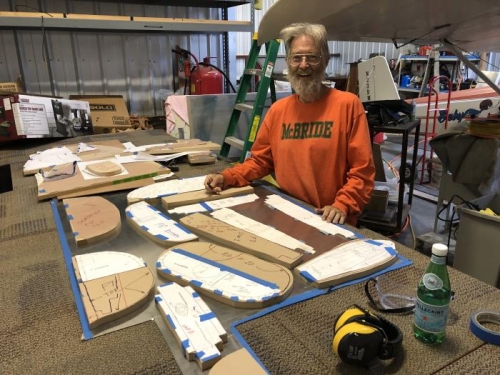 using the full-size MDF templates to mark the 0.040 sheet