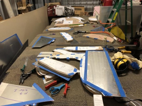 most of the fuselage bulkhead parts cut out to rough size